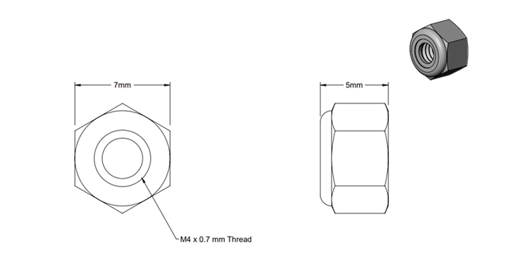 (5 Pack) M4 Silver Lock Nut