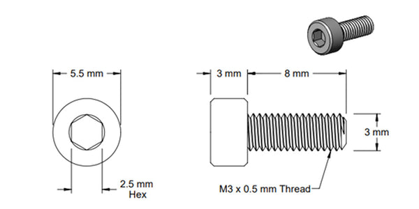 (5 Pack) M3x8mm Socket Screw - VoroMotors (Aus)