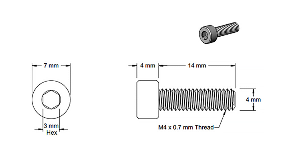 (5 Pack) M4x14mm Black Socket Screw