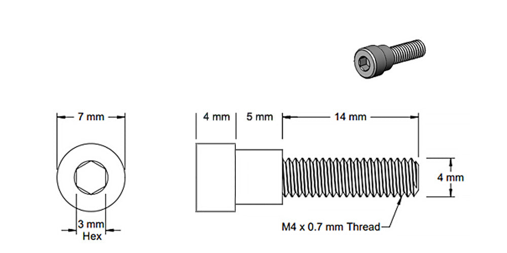 (5 Pack) M4x14mm Black Socket Double Layer Screw