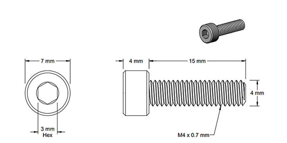 (5 Pack) M4x15mm Silver Socket Screw