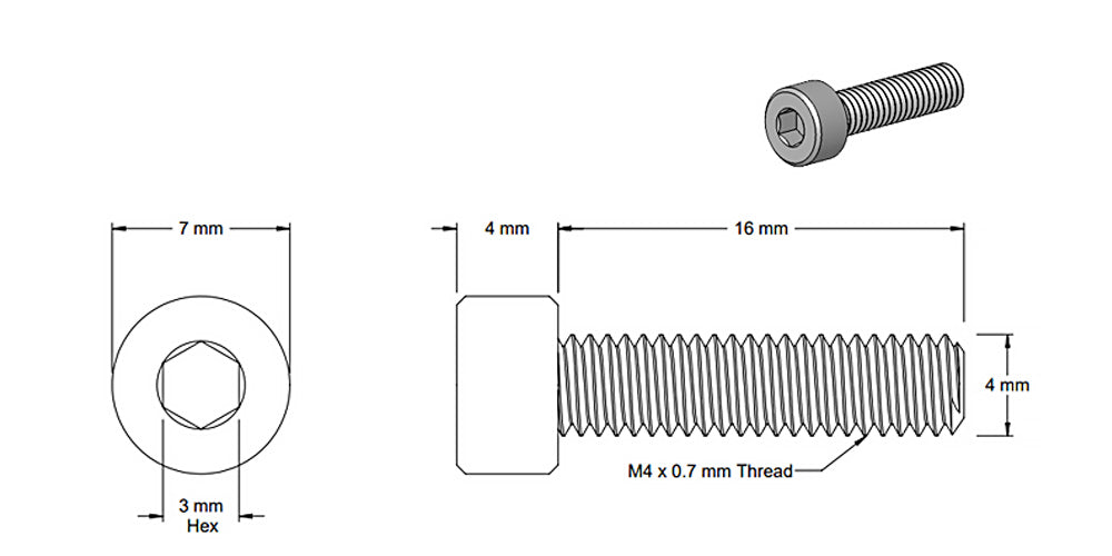 (5 Pack) M4x16mm Black Socket Screw