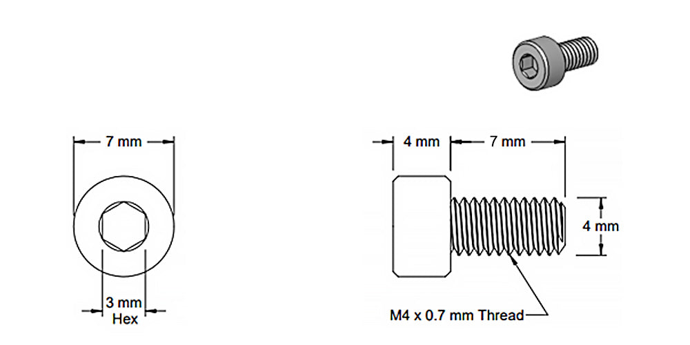 (5 Pack) M4x7mm Silver Socket Screw - VoroMotors (Aus)