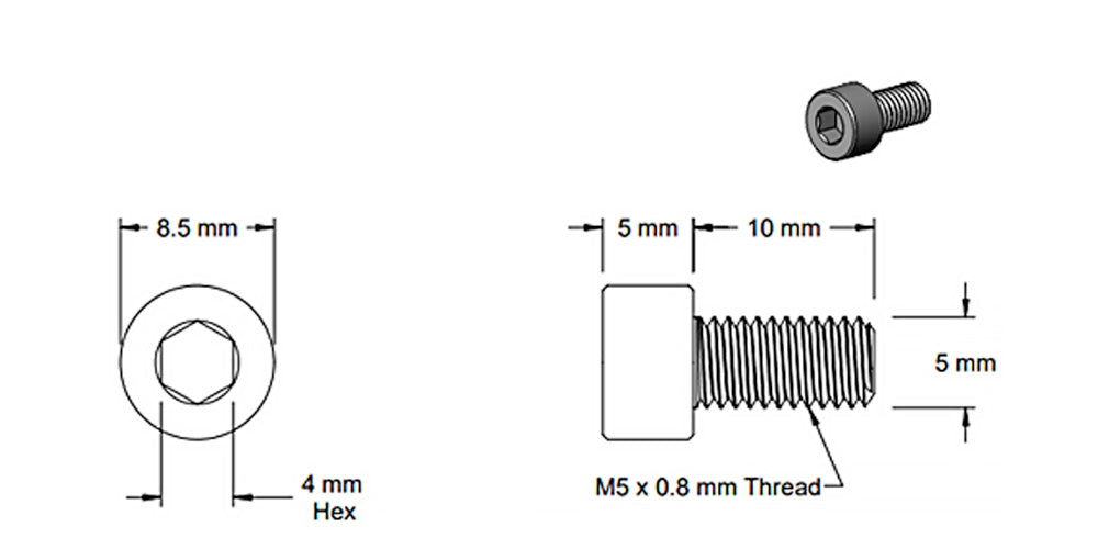 (5 Pack) M5x10mm Dark Grey Socket Screw