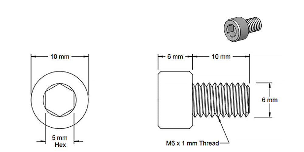 (5 Pack) M6x10mm Black Socket Screw