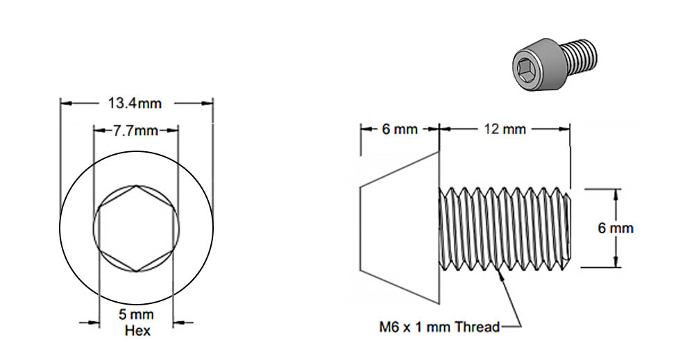 (5 Pack) M6x12mm Silver Trapezoid Head Screw