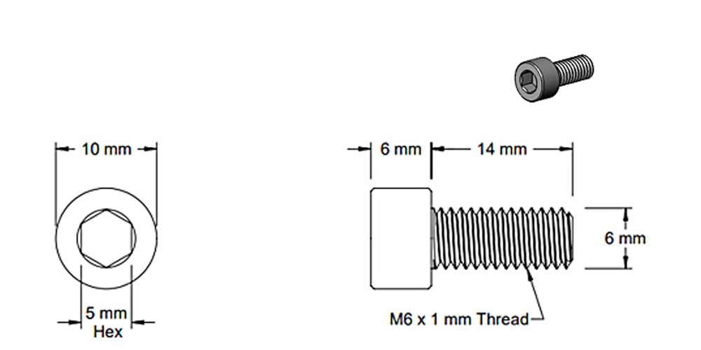 (5 Pack)M6 x 14mm Socket Screw