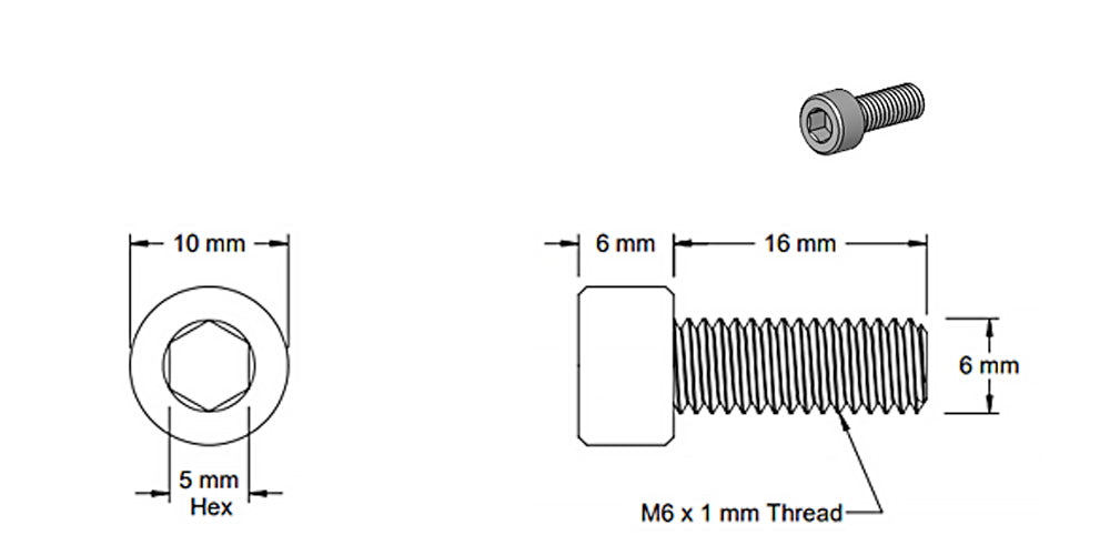 (5 Pack) M6x16mm Black Socket Screw