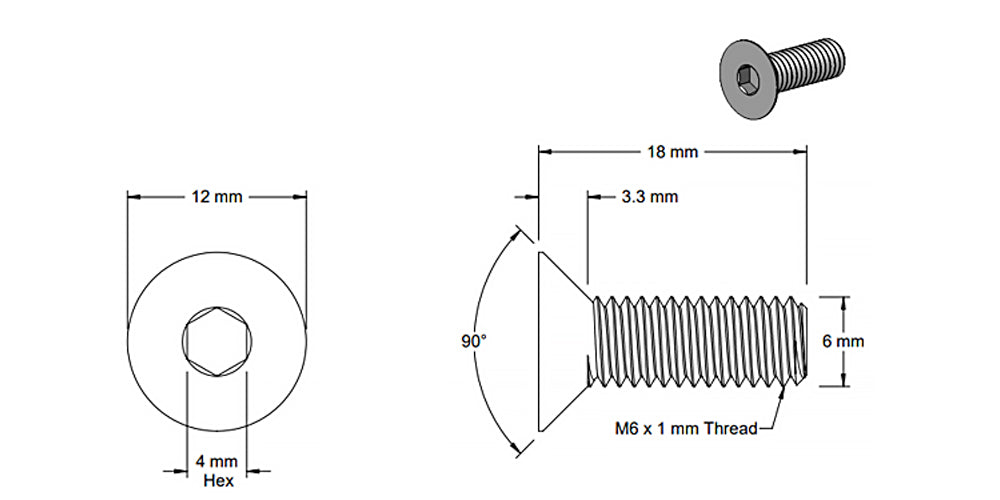 (5 Pack) M6x18mm Silver Flat Head Screw
