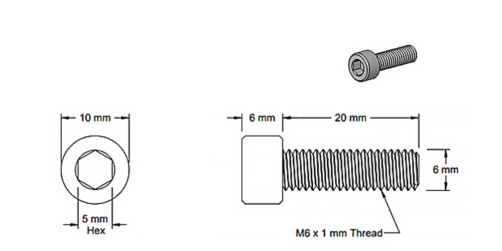 (5 Pack) M6x20mm Silver Socket Screw