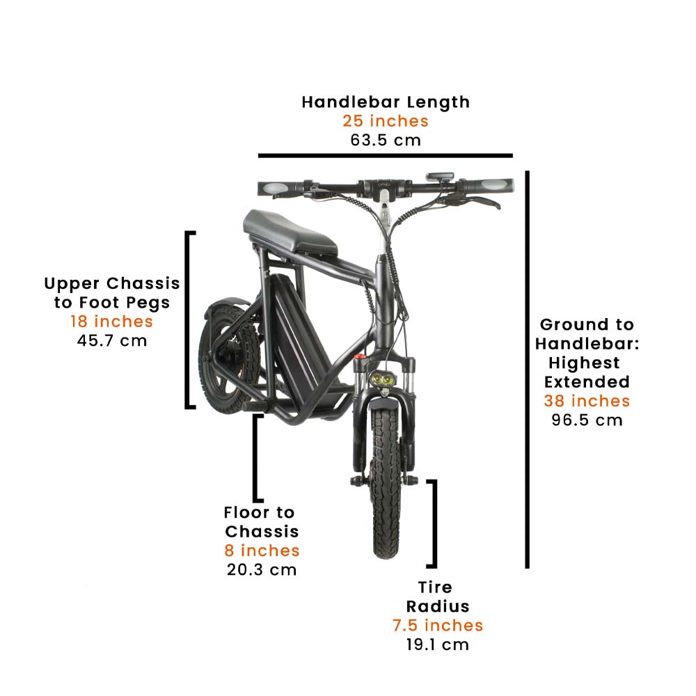emove roadrunner seated electric scooter dimensions