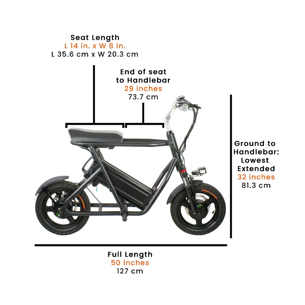 emove roadrunner seated electric scooter dimensions